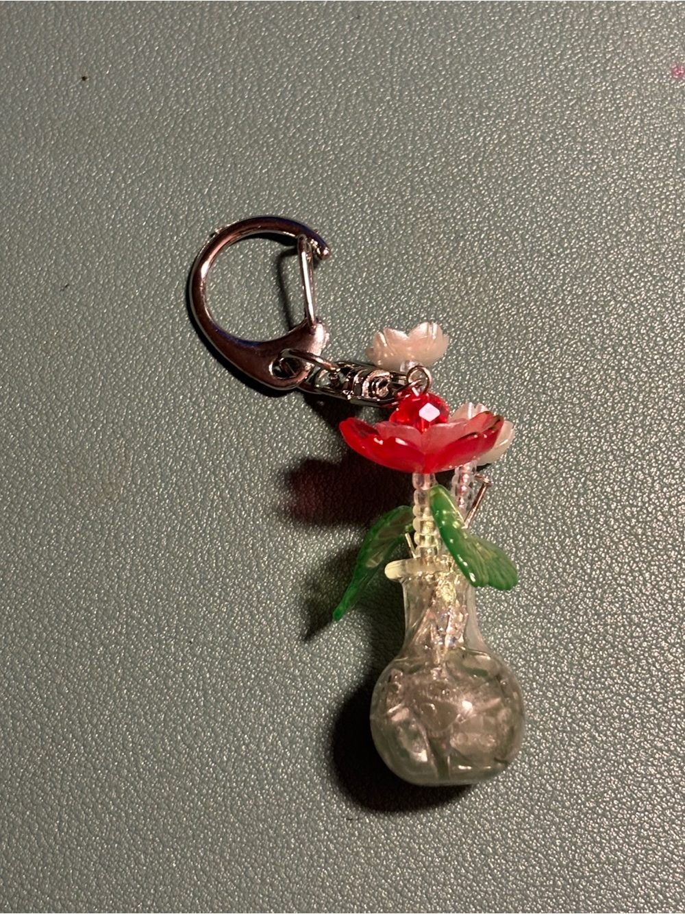 Red Glass Flower Keychain